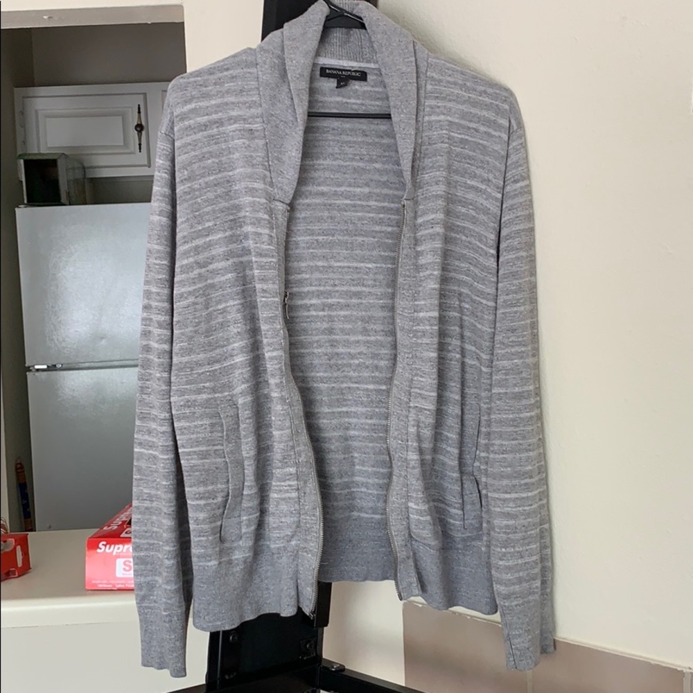 Banana republic striped zip-up cardigan